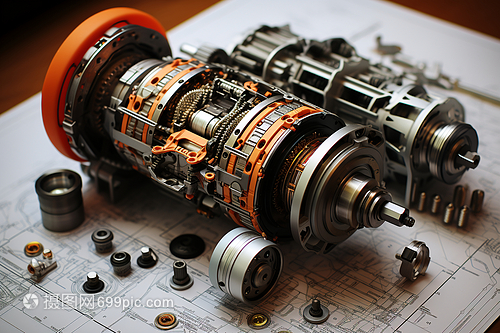 图纸上的金属电机